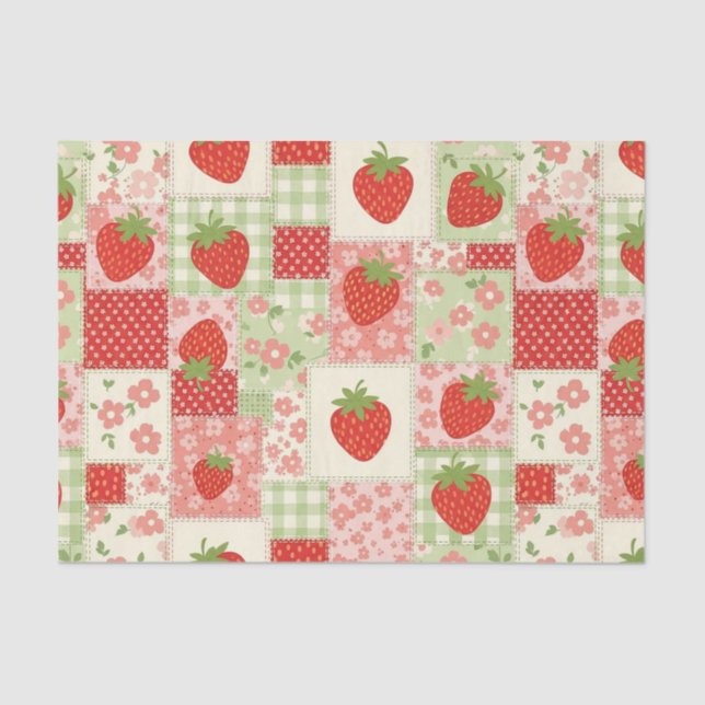 Strawberry Patchwork Picnic (4) Tissue Paper (Front)