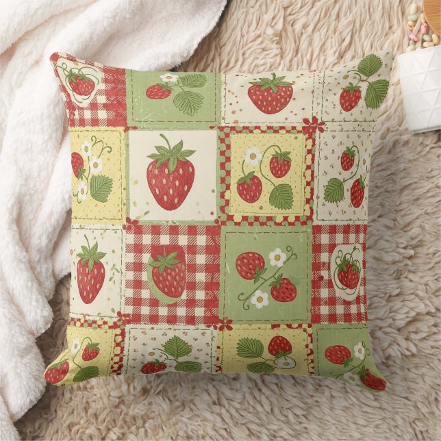 Strawberry Patchwork Picnic (6) Cushion (Blanket)