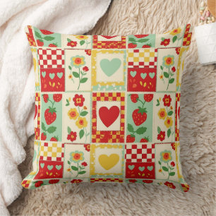 Strawberry Patchwork Picnic Cushion