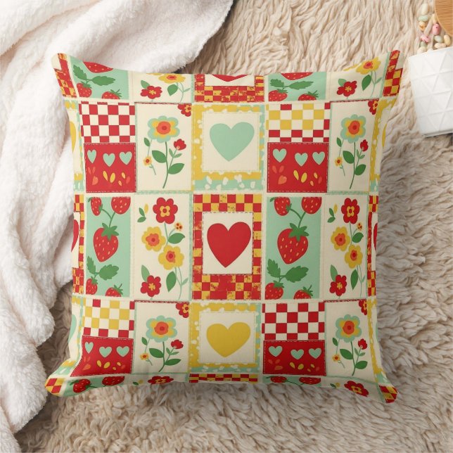 Strawberry Patchwork Picnic Cushion (Blanket)