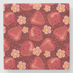 Strawberry Pattern 2 2 Stone Coaster