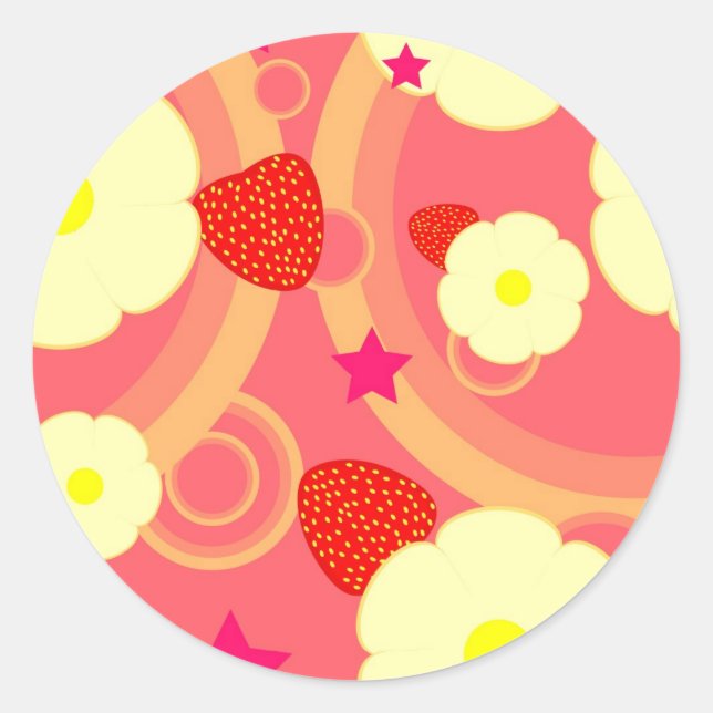 Strawberry Pattern 2 Classic Round Sticker (Front)