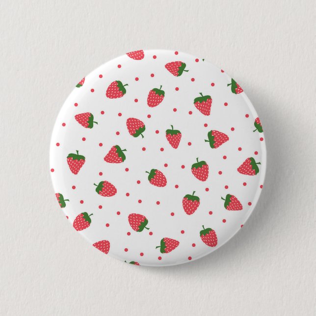 Strawberry pattern 6 cm round badge (Front)