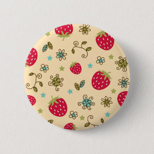 Strawberry pattern 6 cm round badge