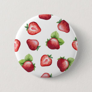Strawberry pattern 6 cm round badge