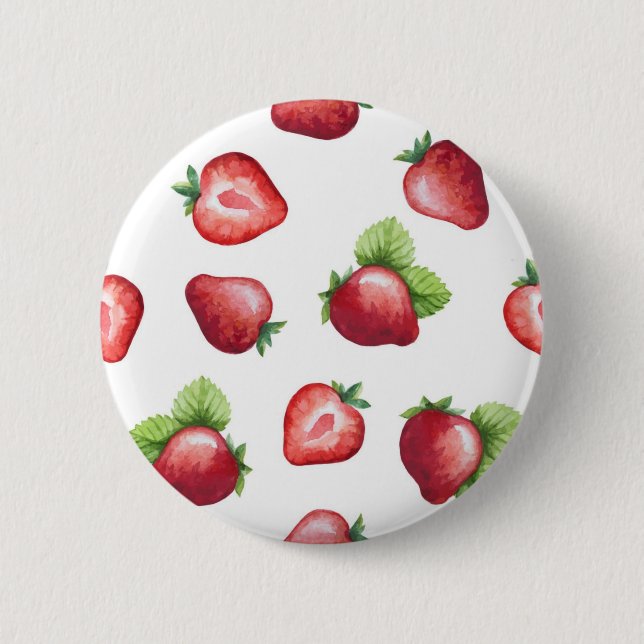 Strawberry pattern 6 cm round badge (Front)