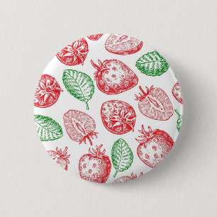 Strawberry pattern 6 cm round badge