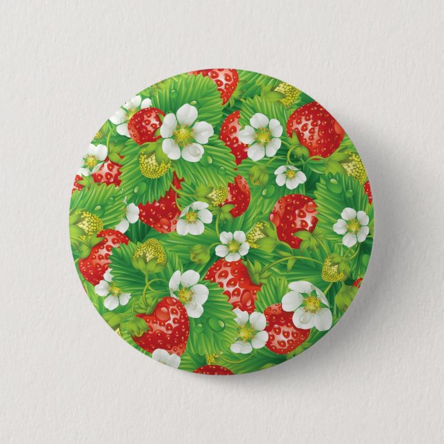 Strawberry pattern 6 cm round badge (Front)