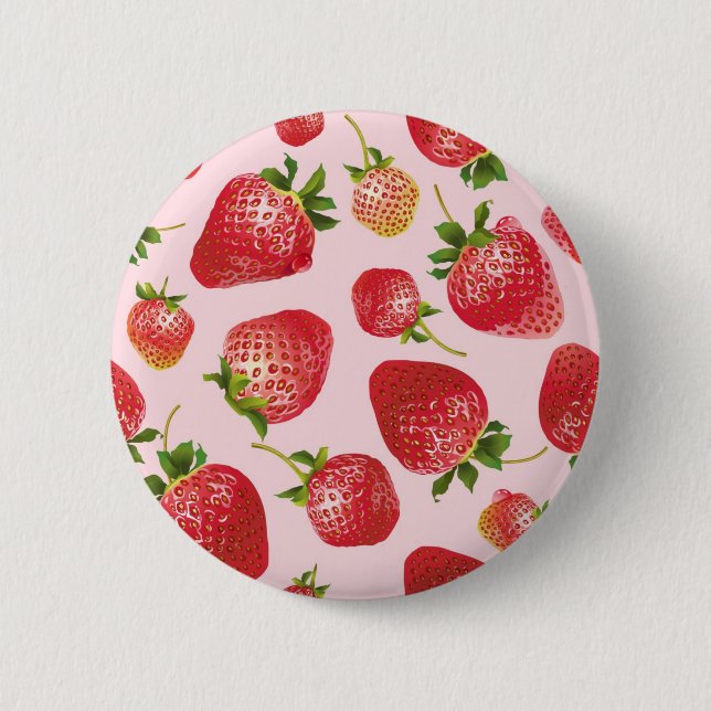 Strawberry pattern 6 cm round badge (Front)