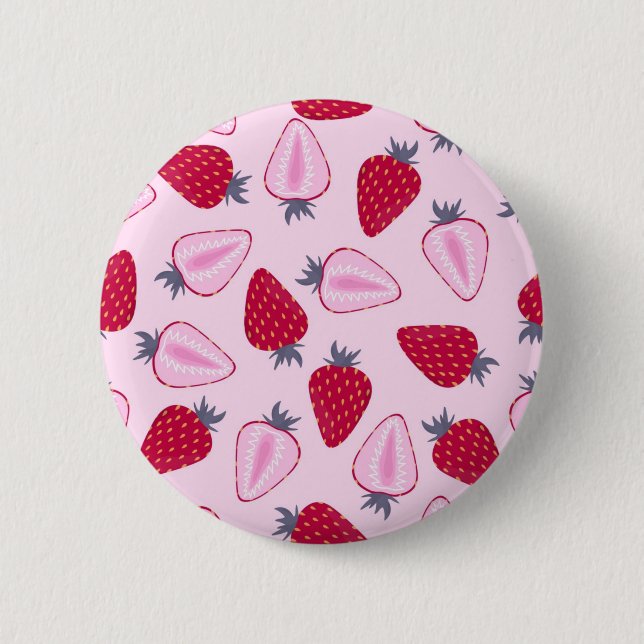 Strawberry pattern 6 cm round badge (Front)