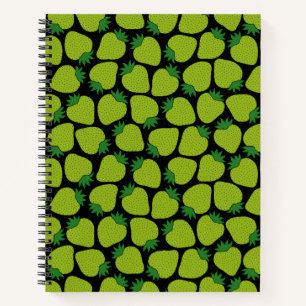 Strawberry Pattern, Aesthetic Magical Green Notebook