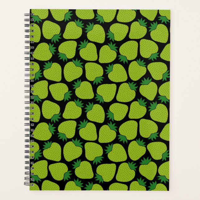 Strawberry Pattern, Aesthetic Magical Green Planner (Front)