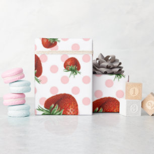 Strawberry Pattern Baby Shower Wrapping Paper