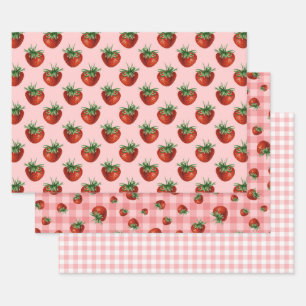 Strawberry Pattern Baby Shower Wrapping Paper Sheet