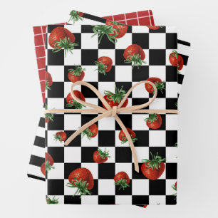 Strawberry Pattern Baby Shower Wrapping Paper Sheet