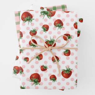 Strawberry Pattern Baby Shower Wrapping Paper Sheet