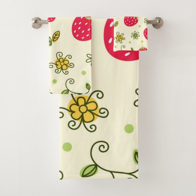 Strawberry pattern bath towel set (Insitu)