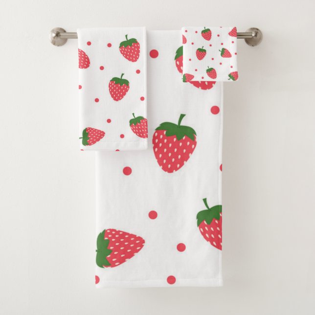 Strawberry pattern bath towel set (Insitu)
