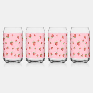 Strawberry Pattern Can Glass
