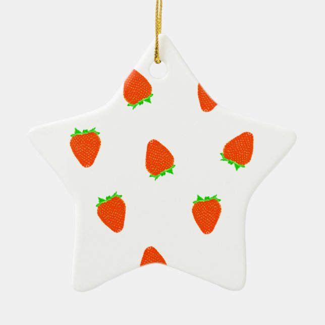 strawberry pattern ceramic tree decoration (Front)
