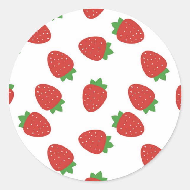 Strawberry pattern classic round sticker (Front)
