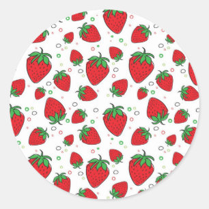 Strawberry pattern classic round sticker