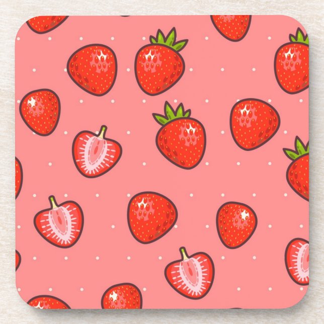 Strawberry pattern coaster (Front)
