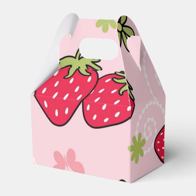 Strawberry pattern favour box (Front Side)
