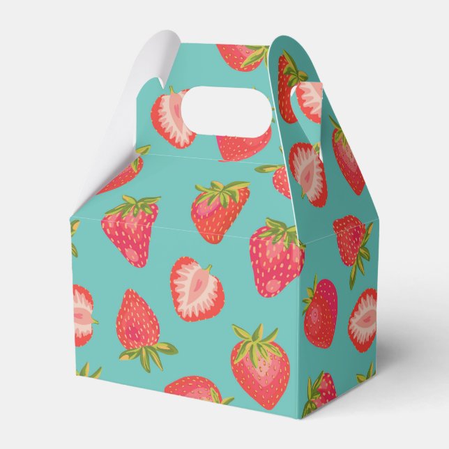 Strawberry pattern favour box (Front Side)