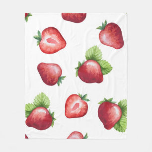 Strawberry pattern fleece blanket