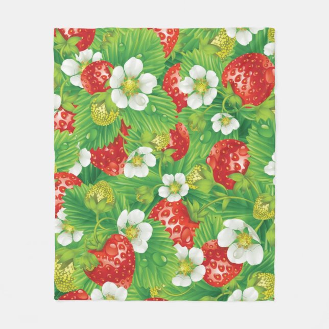 Strawberry pattern fleece blanket (Front)