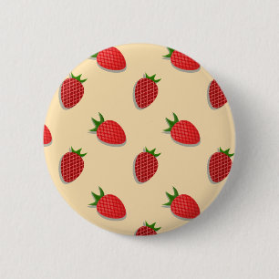Strawberry pattern for fruit summertime good vibes 6 cm round badge