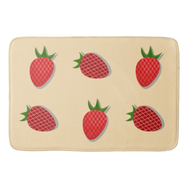 Strawberry pattern for fruit summertime good vibes bath mat (Front)