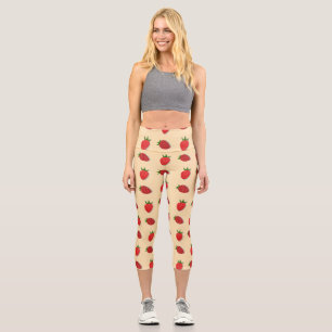 Strawberry pattern for fruit summertime good vibes capri leggings