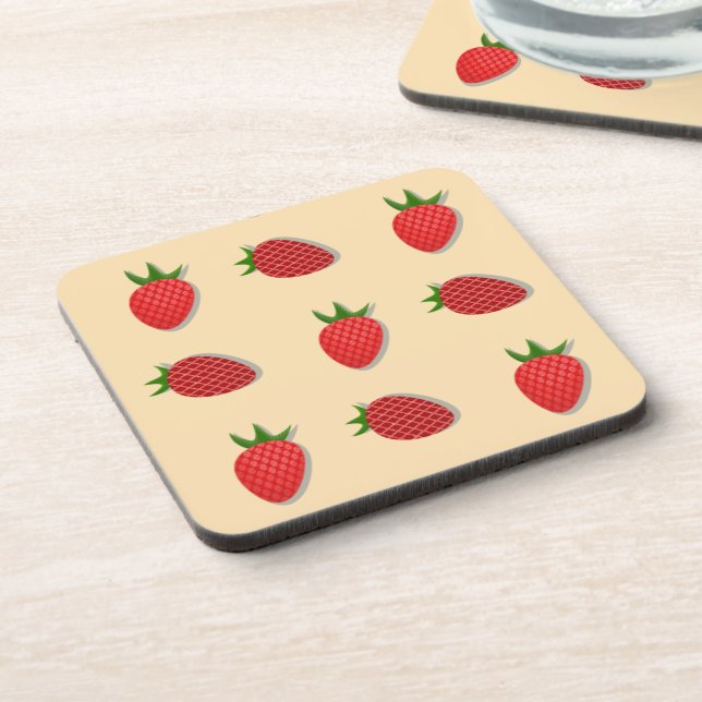 Strawberry pattern for fruit summertime good vibes coaster (Left Side)