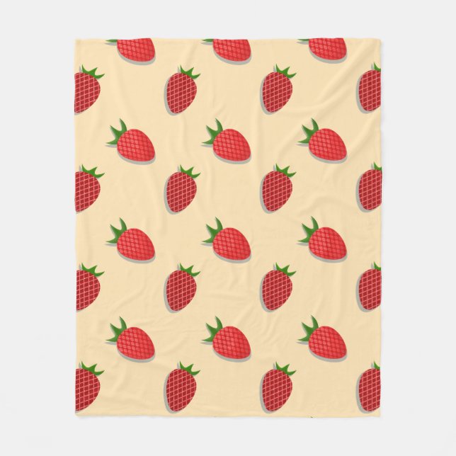 Strawberry pattern for fruit summertime good vibes fleece blanket (Front)