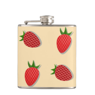 Strawberry pattern for fruit summertime good vibes hip flask