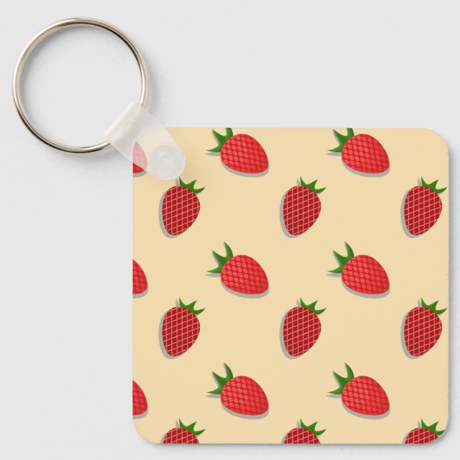 Strawberry pattern for fruit summertime good vibes key ring (Front)