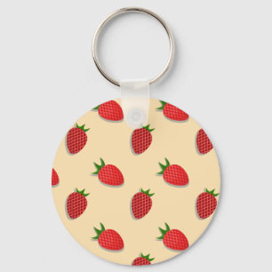 Strawberry pattern for fruit summertime good vibes key ring