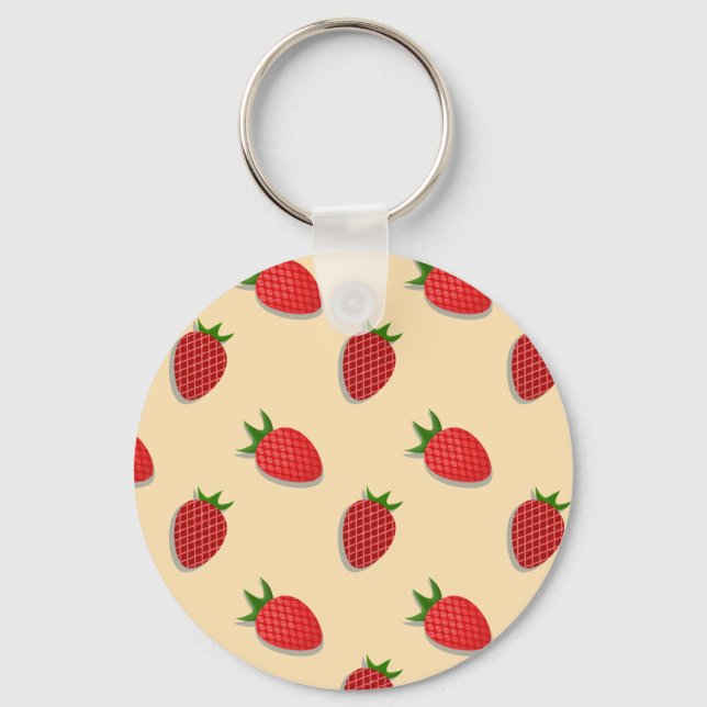 Strawberry pattern for fruit summertime good vibes key ring (Front)