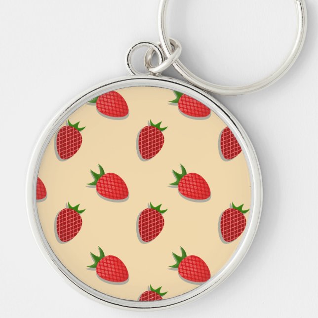 Strawberry pattern for fruit summertime good vibes key ring (Front)