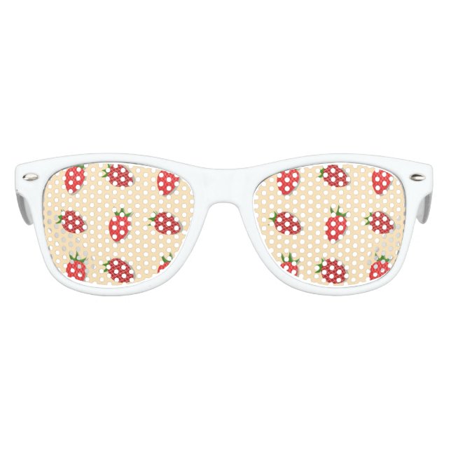 Strawberry pattern for fruit summertime good vibes kids sunglasses (Front)