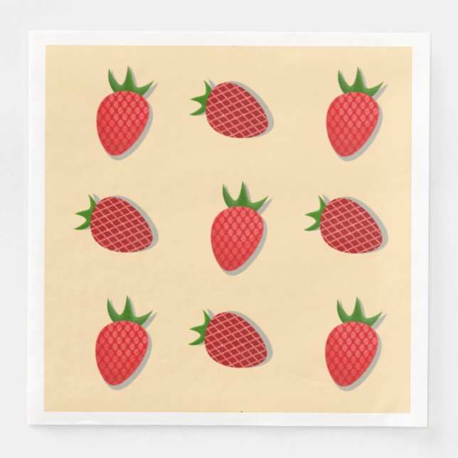 Strawberry pattern for fruit summertime good vibes napkin (Front)