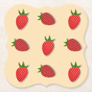 Strawberry pattern for fruit summertime good vibes paper coaster