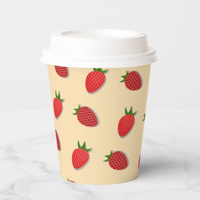 Strawberry pattern for fruit summertime good vibes paper cups (Front)