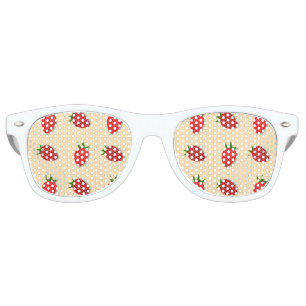 Strawberry pattern for fruit summertime good vibes retro sunglasses