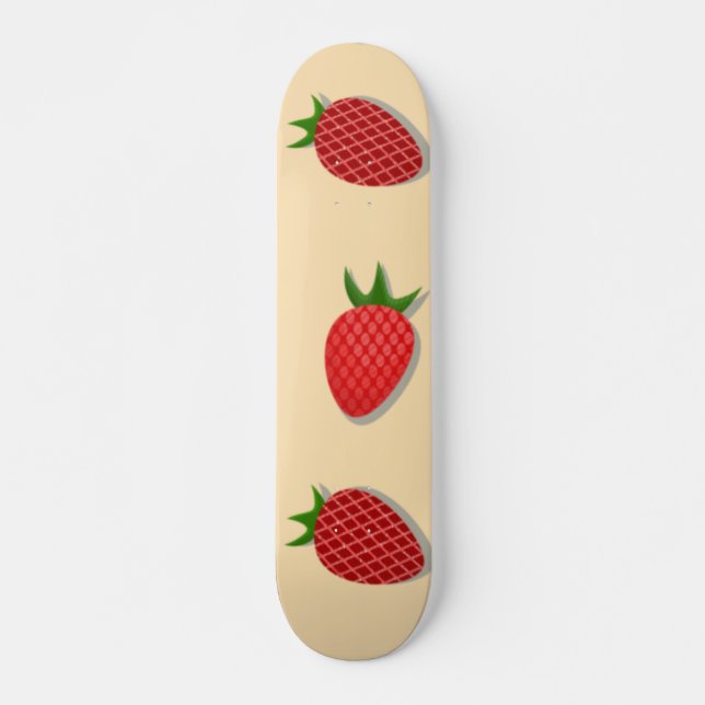 Strawberry pattern for fruit summertime good vibes skateboard (Front)