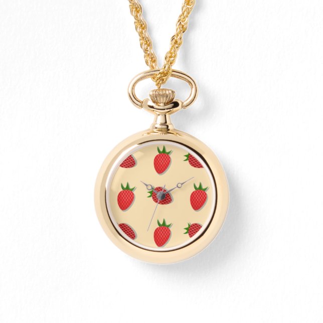 Strawberry pattern for fruit summertime good vibes watch (Front)