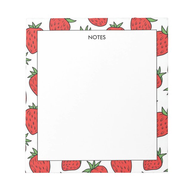 Strawberry Pattern | Fruit-Themed Stationery Notepad (Front)