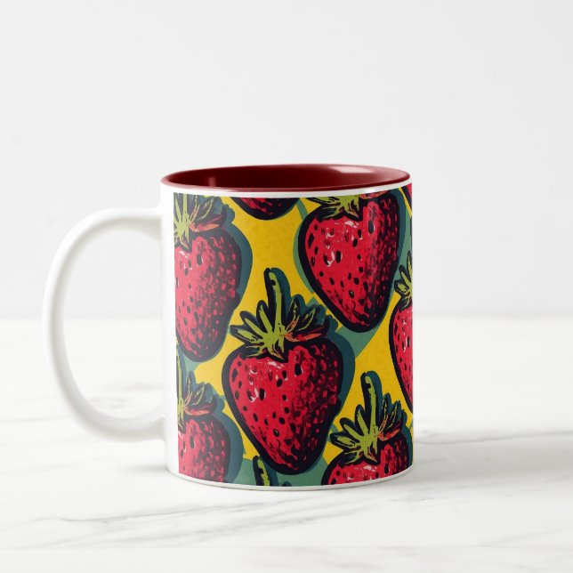 Strawberry Pattern Fruitarian Berry Strawberries F Two-Tone Coffee Mug (Left)